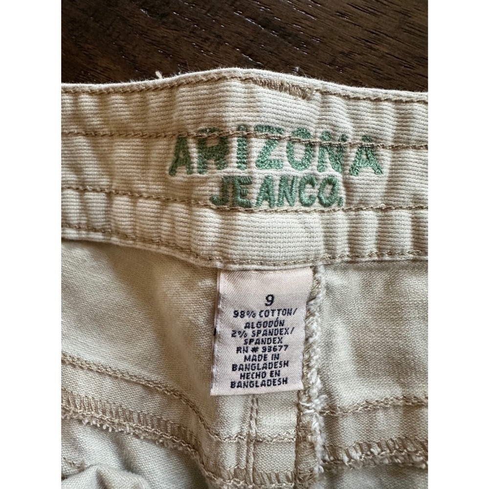 Arizona Jean Co Khaki Corduroy Cargo Shorts Tan Low Rise Mini Size 9 Y2K Utility - Picture 3 of 5